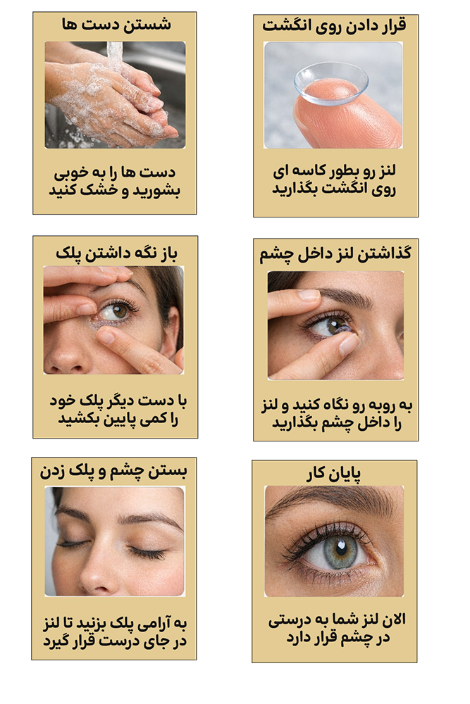 طریقه گذاشتن لنز برای اولین بار